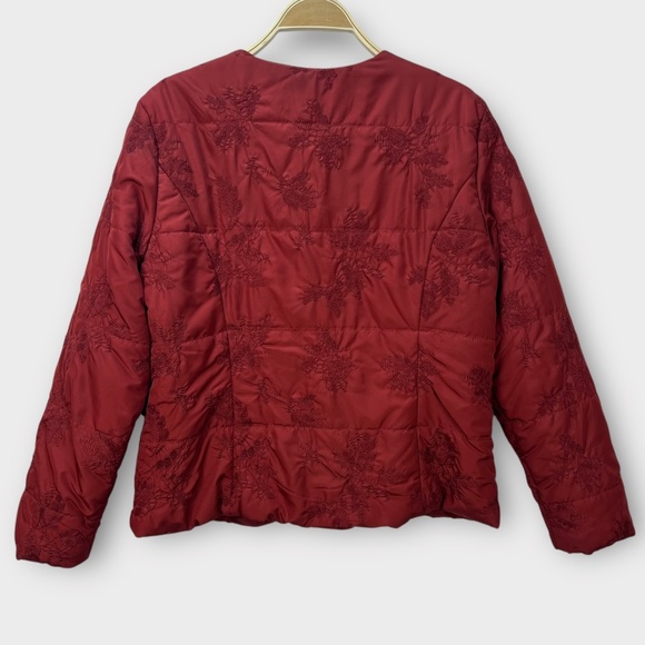 Coldwater Creek Women Quilted Jacket Burgundy Lightweight Coat L 14 Christmas - Picture 2 of 12